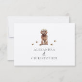 Brown Cavapoo Welpe Hund Hochzeit Details RSVP Karte (Rückseite)