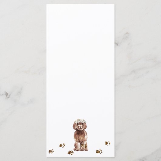 Brown Cavapoo Welpe Hunde Hochzeit Party Menükarte (Rückseite)