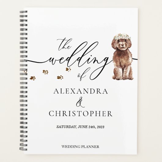 Brown Cavapoo Welpe Liebe Hochzeit Planer (Vorderseite)