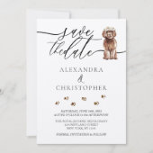Brown Cavapoo Welpe Wedding Calligrafy Skript Save The Date (Vorderseite)
