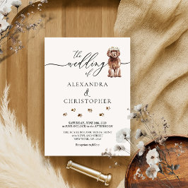 Brown Cavapoo Welpe Wedding Calligraphy Einladung