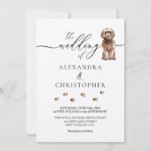 Brown Cavapoo Welpe Wedding Calligraphy Einladung (Vorderseite)