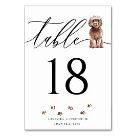 Brown Cavapoo Welpe Wedding Calligraphy Signature Tischnummer