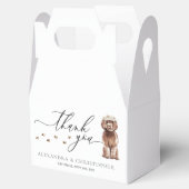 Brown Cavapoo Welpe Wedding Calligraphy Vielen Dan Geschenkschachtel (Geöffnet)