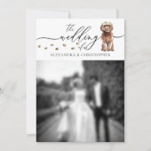 Brown Cavapoo Welpe Wedding Foto Einladung (Vorderseite)