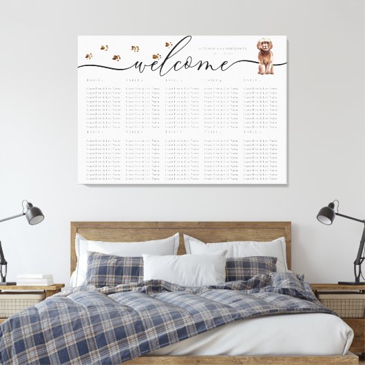 Brown Cavapoo Welpe Willkommenssitze Tischnummern Leinwanddruck (Insitu (Schlafzimmer))