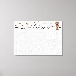 Brown Cavapoo Welpe Willkommenssitze Tischnummern Leinwanddruck