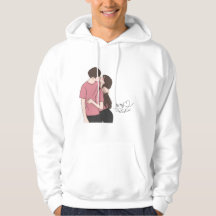 Brown Champagne Pink Be My Valentine Couple Hoodie