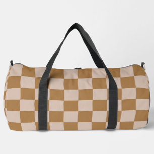 Brown Checkerboard Duffle Bag