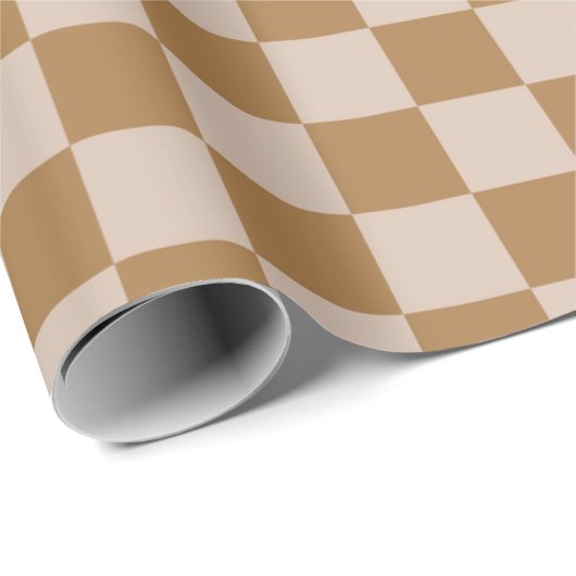 Brown Checkerboard Geschenkpapier (Rolleneckpunkt)