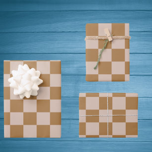 Brown Checkerboard Geschenkpapier Set