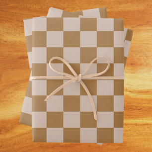Brown Checkerboard Geschenkpapier Set