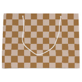 Brown Checkerboard Große Geschenktüte (Vorderseite)