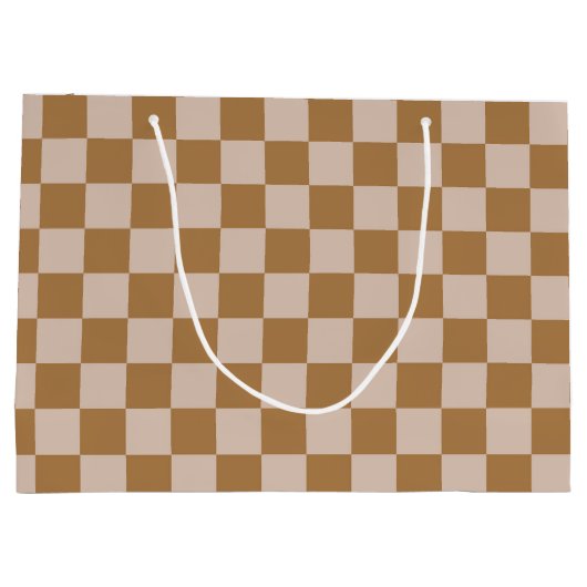 Brown Checkerboard Große Geschenktüte (Rückseite)