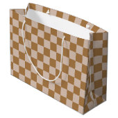 Brown Checkerboard Große Geschenktüte (Rückseite Schrägansicht)