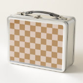 Brown Checkerboard Metall Brotdose (Vorderseite)