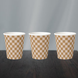 Brown Checkerboard Pappbecher