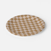 Brown Checkerboard Pappteller (Schrägansicht)