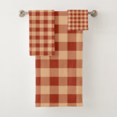Brown Checkered Gingham Pattern Badhandtuch Set (Insitu)