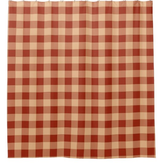 Brown Checkered Gingham Pattern Duschvorhang (Vorderseite)