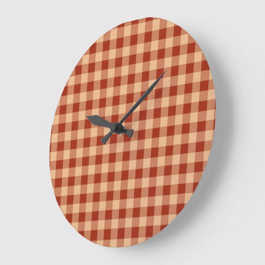 Brown Checkered Gingham Pattern Große Wanduhr (Winkel)