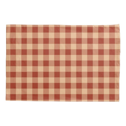 Brown Checkered Gingham Pattern Kissenbezug (Rückseite)