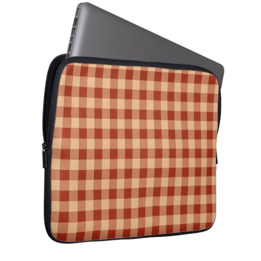Brown Checkered Gingham Pattern Laptopschutzhülle (Vorne Rechts)