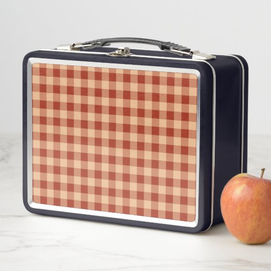 Brown Checkered Gingham Pattern Metall Brotdose (Beispiel)