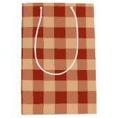 Brown Checkered Gingham Pattern Mittlere Geschenktüte (Vorderseite)