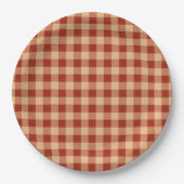 Brown Checkered Gingham Pattern Pappteller (Vorderseite)