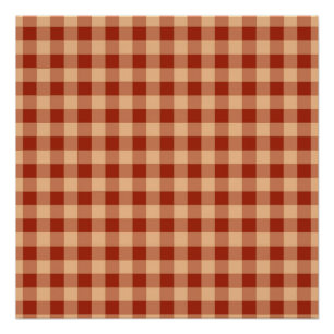 Brown Checkered Gingham Pattern Poster