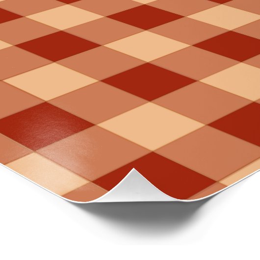 Brown Checkered Gingham Pattern Poster (Ecke)