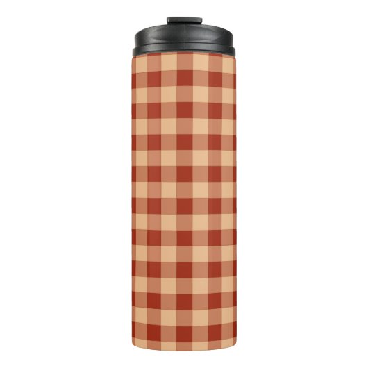 Brown Checkered Gingham Pattern Thermosbecher (Vorderseite)