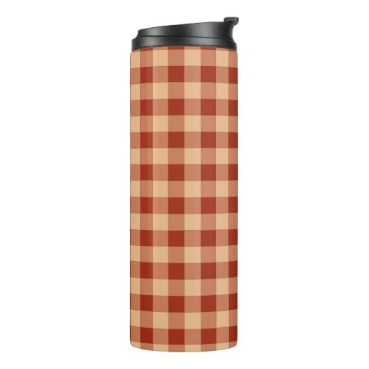 Brown Checkered Gingham Pattern Thermosbecher (Nach links gedreht)