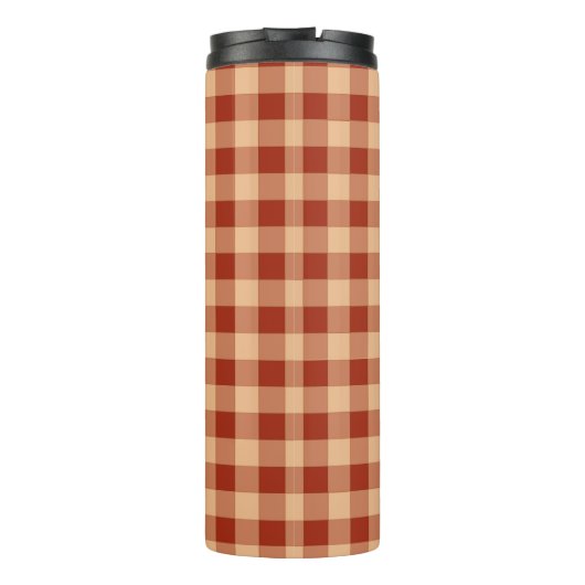 Brown Checkered Gingham Pattern Thermosbecher (Rückseite)