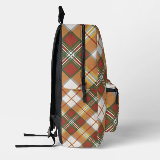 Brown Checkered Pattern Bedruckter Rucksack (Links)