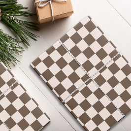 Brown Checkered Pattern Geschenkpapier Set
