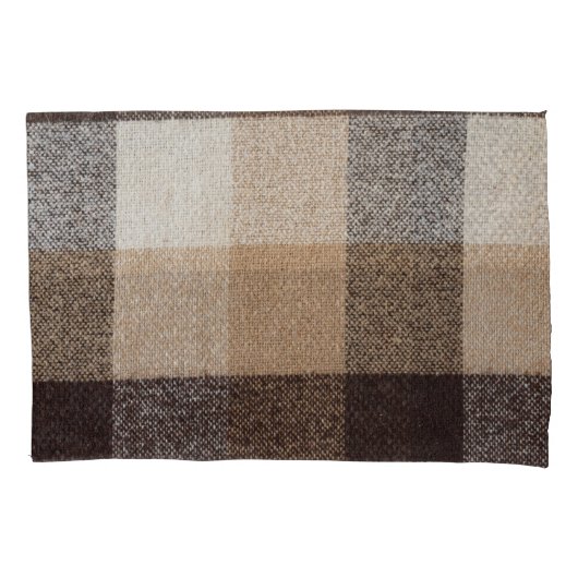 Brown Checkered Wool: Tartan Texture Kissenbezug (Vorderseite)