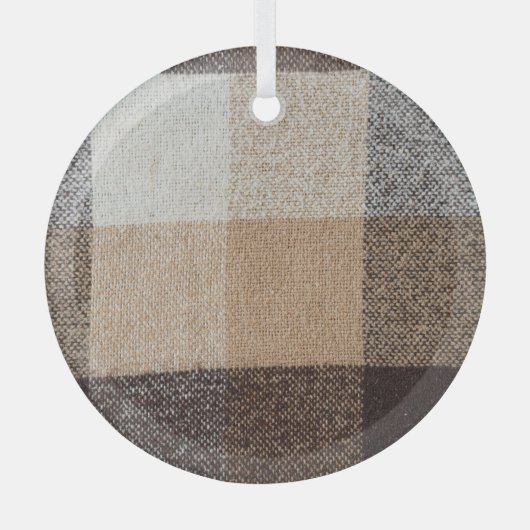 Brown Checkered Wool: Tartan Texture Ornament Aus Glas (Vorderseite)