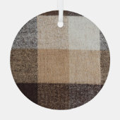 Brown Checkered Wool: Tartan Texture Ornament Aus Glas (Rückseite)