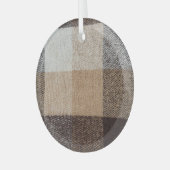 Brown Checkered Wool: Tartan Texture Ornament Aus Glas (Vorderseite links)