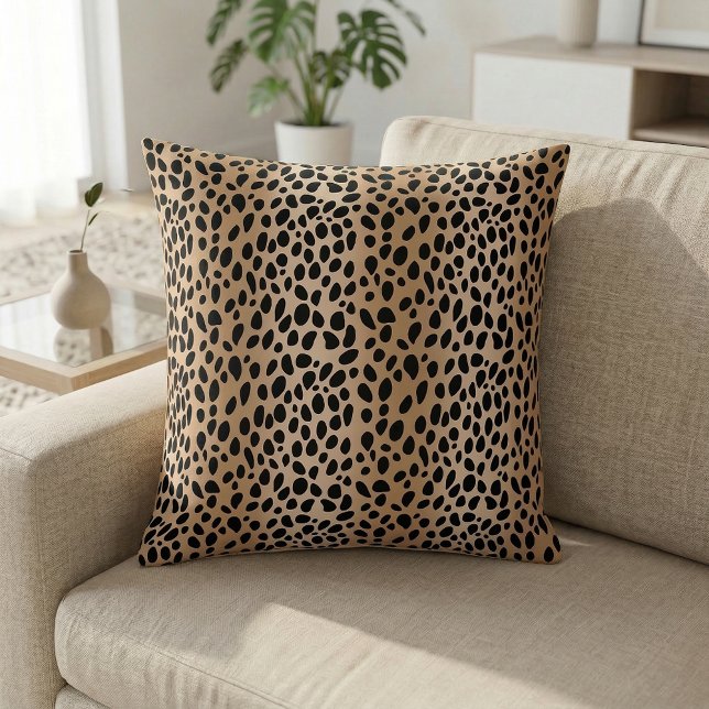 Brown Cheetah Print Throw Kissen (Animal Print Cheetah Pattern Pillow)