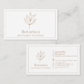 Brown Chic Minimalistisch Leaf Fern Floral Visitenkarte (Vorne/Hinten)
