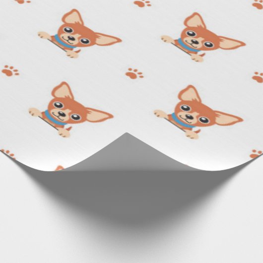 Brown Chihuahua Dog Pattern Geschenkpapier (Ecke)