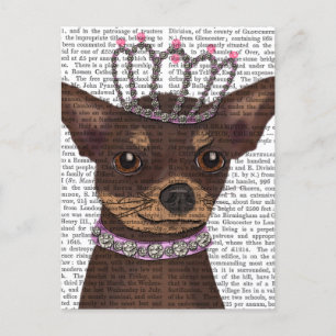 Brown Chihuahua und Tiara Postkarte