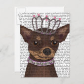 Brown Chihuahua und Tiara Postkarte (Vorne/Hinten)