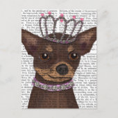 Brown Chihuahua und Tiara Postkarte (Vorderseite)