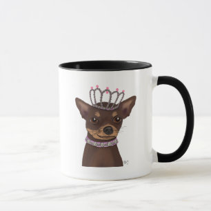 Brown Chihuahua und Tiara Tasse