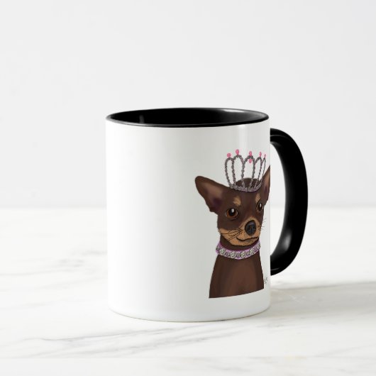 Brown Chihuahua und Tiara Tasse (VorderseiteRechts)