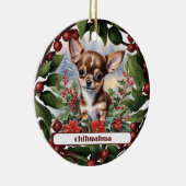 Brown Chihuahua Welppy Holiday Custom Christmas Keramik Ornament (Rechts)